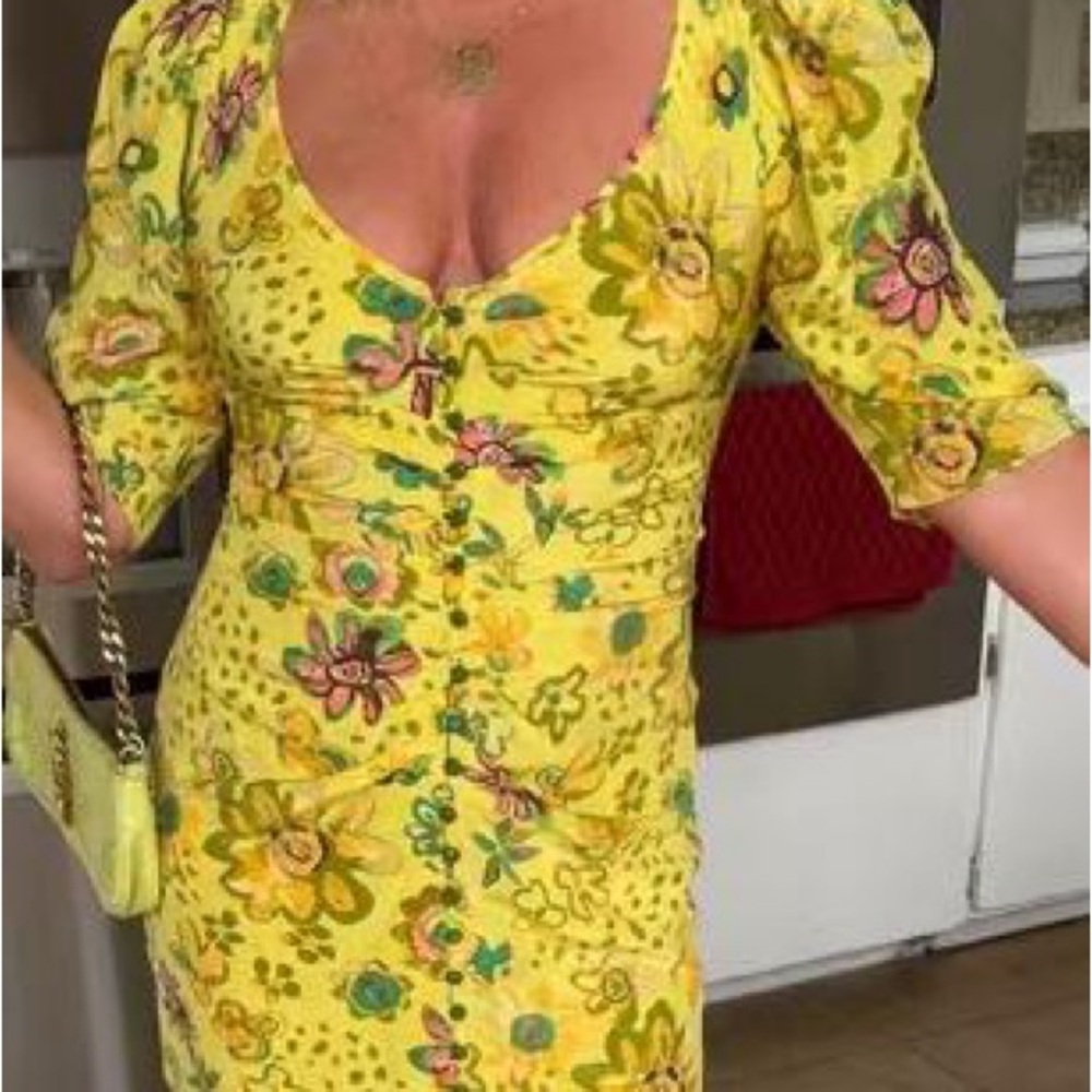 Le Fou Wilfred silk Tango Dress Yellow Floral Midi Dress - Women